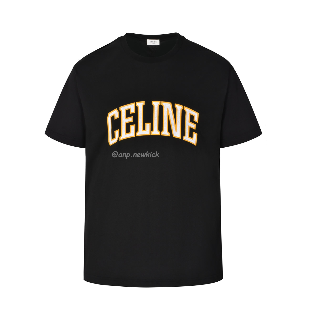 Celine College Cracking Effect Printed Cotton Plain Knit Loose Fitting T Shirt (1) - newkick.app